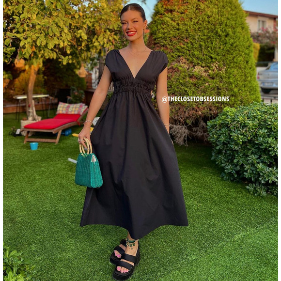 ZARA BLOGGER FAVE!!! V-Neck Long Dress NWT - Picture 12 of 16